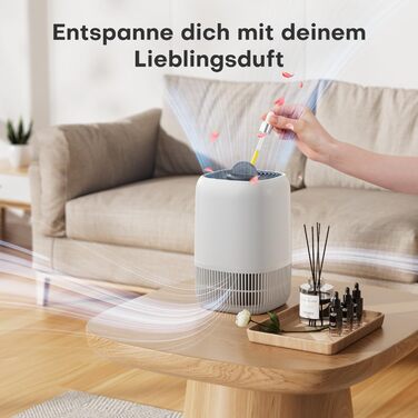 Повітряочисник AROEVE з HEPA фільтром H13, 3-ступенева фільтрація, для спальні, 5W, тихий 22dB, з аромадифузором, видаляє пил, алергени, шерсть тварин, білий