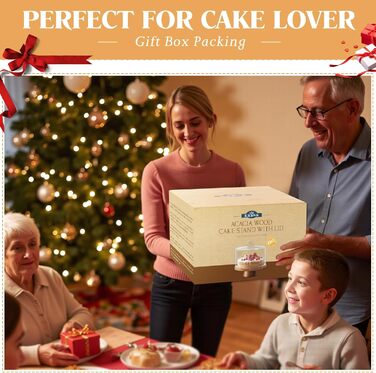 Дерев'яна підставка для тортів з кришкою, 30 см, поворотна, для випічки та декорування