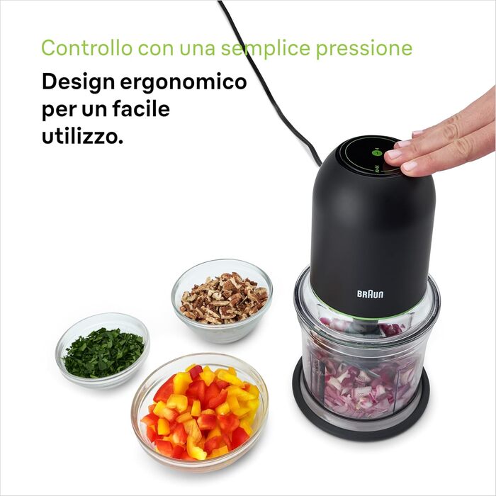 Подрібнювач Braun MultiPractic 3 CH3011BK чорний, 500 Вт, 4 леза з нержавіючої сталі, для льоду, посудомийна машина