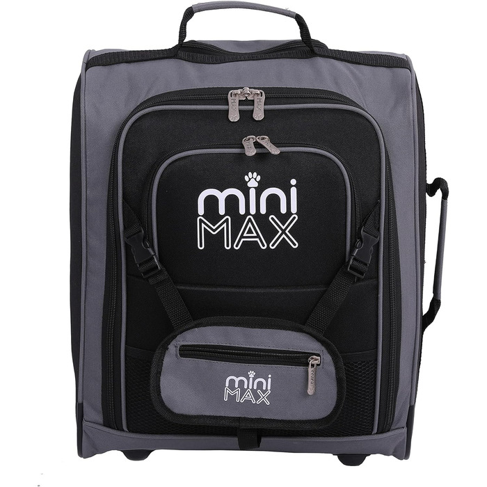 Дорожня валіза MiniMax на коліщатках з передньою кишенею для іграшок/ляльок/плюшевого ведмедика чорного кольору