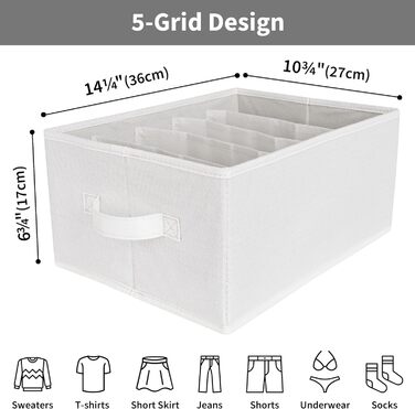 Органайзер для джинсів і гардеробу, складні коробки для зберігання (6 шт. , білі)