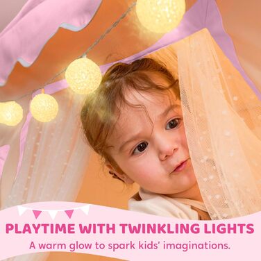 Дитячий намет SYNCFUN з килимком та світлом для гри в приміщенні. Ігровий будиночок для дівчаток 3-13 років. Рожевий намет для дітей