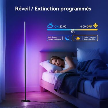 LED торшер для вітальні 160 см RGB кутовий, димується, з пультом та додатком, музичні режими, DIY, таймер - для спальні, геймінгу