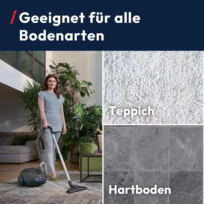 Пилголом Hoover HE2 Kompakt: потужний пилосос з мішком для твердих поверхонь та килимів, фільтр EPA, 3.5 л контейнер, аксесуари, 850 Вт, радіус дії 10 м [HE2Z10A]