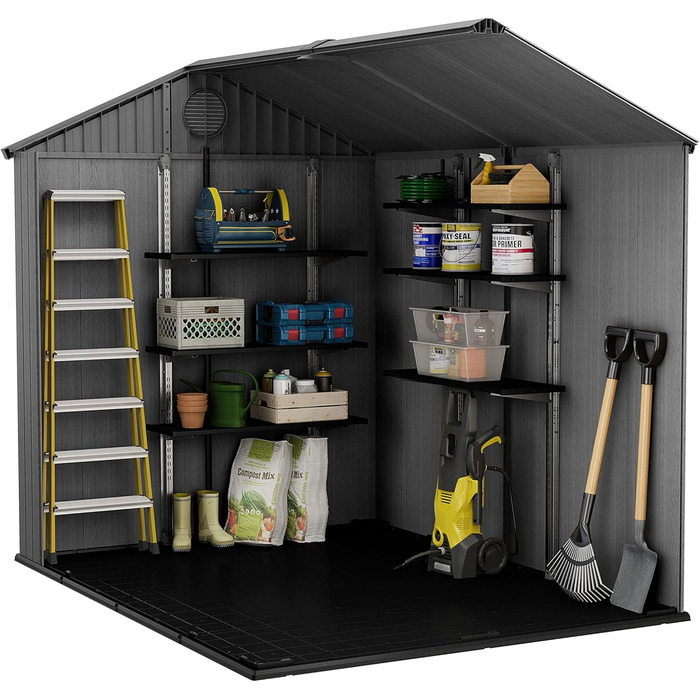 Садовий будинок Keter Darwin 2,8 м², сірий (6x8) - пластиковий, з вентиляцією та одними дверима, 25x184x205 см