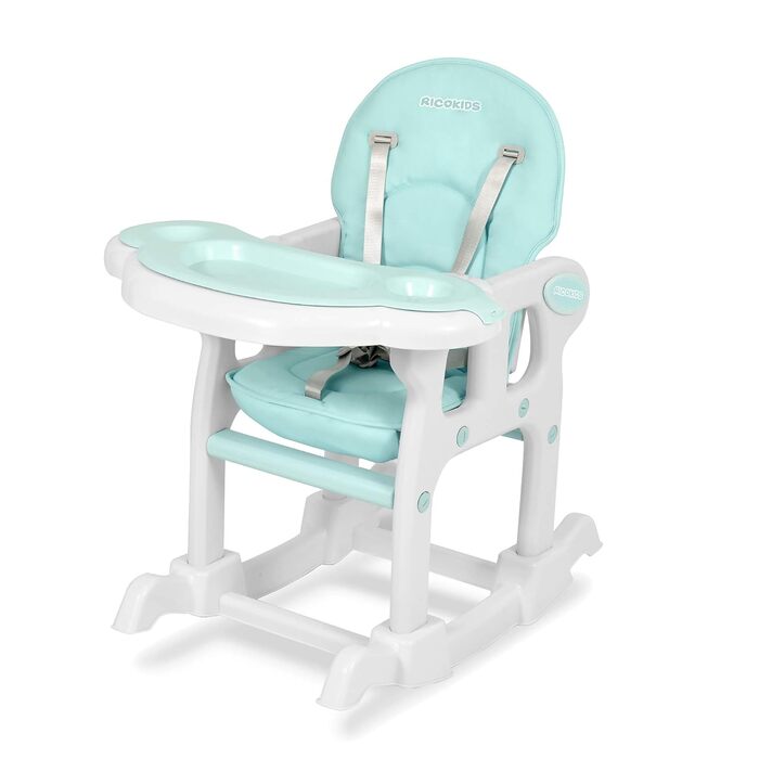Дитячий стільчик Ricokids Sinco 5в1 - регульований, з функцією гойдання, 3 положення спинки (Турквіс)
