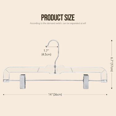 12 шт. Чохли для підвішування штанів House Day з кліпсами, 35 см, прозорі, пластикові, для штанів, спідниць, джинсів, шортів та легінсів, з поворотним гачком 360°