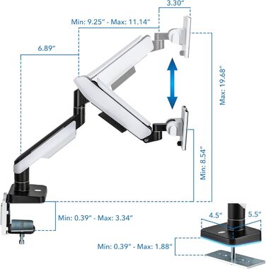 Кріплення для монітора Mount-It! Heavy Duty Ultrawide до 49 дюймів, 20 кг, VESA 75x75/100x100, RGB-підсвічування, кріплення для моніторів Samsung Odyssey G9