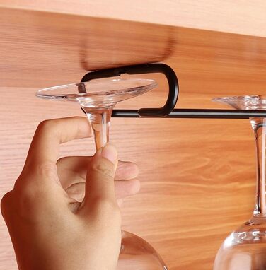 Настінна полиця для келихів GeLive, 2 шт., чорна, 17.8 см (7.3 дюйми)