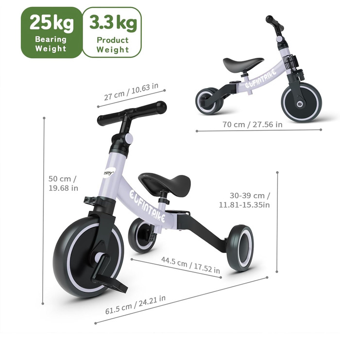 Бесрей 5-в-1 Дитячий Біговел-Трохоліг для Малюків 1-4 роки (Світло-фіолетовий)