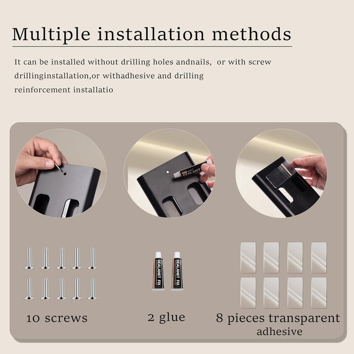 Набір тримачів для келихів Vaisoeny (4 шт.) - кріплення під шафу, без свердління, чорний