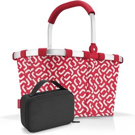 Комплект сумка-переноска BK, термокейс OY, кошик для покупок SBKOY з невеликою сумкою-холодильником, (70407003) (фірмовий червоний чорний)
