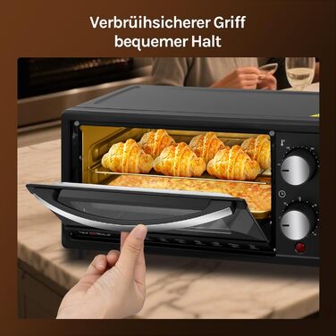 Міні-піч WOLTU 10 л, 800 Вт: піч для піци, тостів, індички, хот-догів. Чорний колір