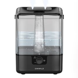 Зволожувач повітря Chivalz Top Fill для великих кімнат 6л з нічником, поворотна на 360° форсунка, аромадифузор, 50 годин, для спальні, дитячої, рослин, немовлят, чорний глянцевий + 2 виходи туману