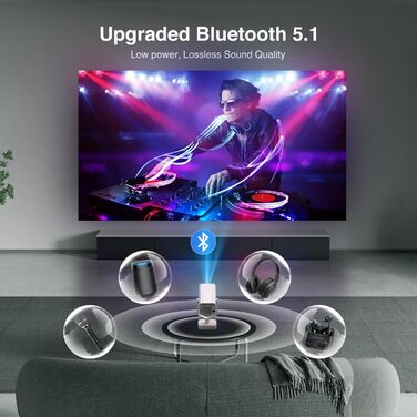 Портативний проєктор Mini Beamer з Android OS, автоматичною корекцією трапецеїдальних спотворень, підтримкою 4K 1080p, Bluetooth WiFi6, 160 ANSI, електричним фокусом для телефону/ТВ приставки/Outdoor/ноутбука