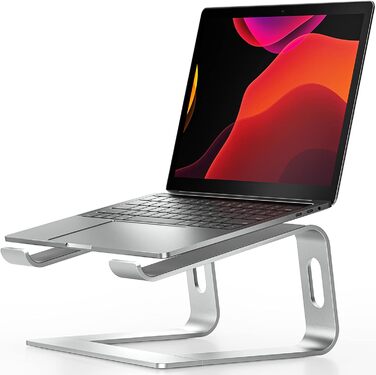 Підставка для ноутбука NULAXY, регульована, алюміній, сумісна з Dell, HP, Samsung, Lenovo (10-16 дюймів), чорний/сріблястий
