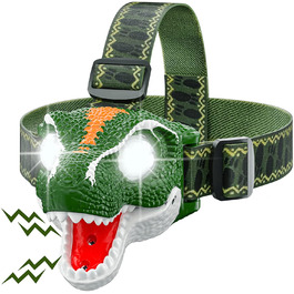 Світлодіодна фара AUKSKY Dinosaur для дітей, світлодіодна фара T-Rex Dino Toys з ревучим звуком, фара з 3 режимами освітлення, ліхтарик для читання, бігу, кемпінгу, піших прогулянок, риболовлі