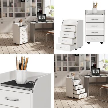 Роликовий контейнер Vicco Gwendolyn, білий, 40 x 36 см, з 4 висувними ящиками