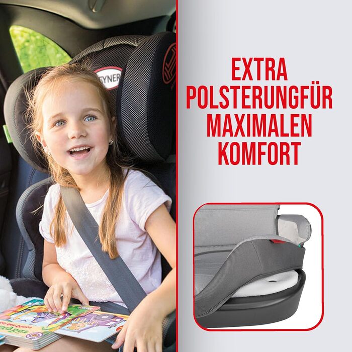 Автокрісло дитяче Heyner® KIDS i-Size, сіре, 3,5-12 років (100-150 см), сумісне з Isofix