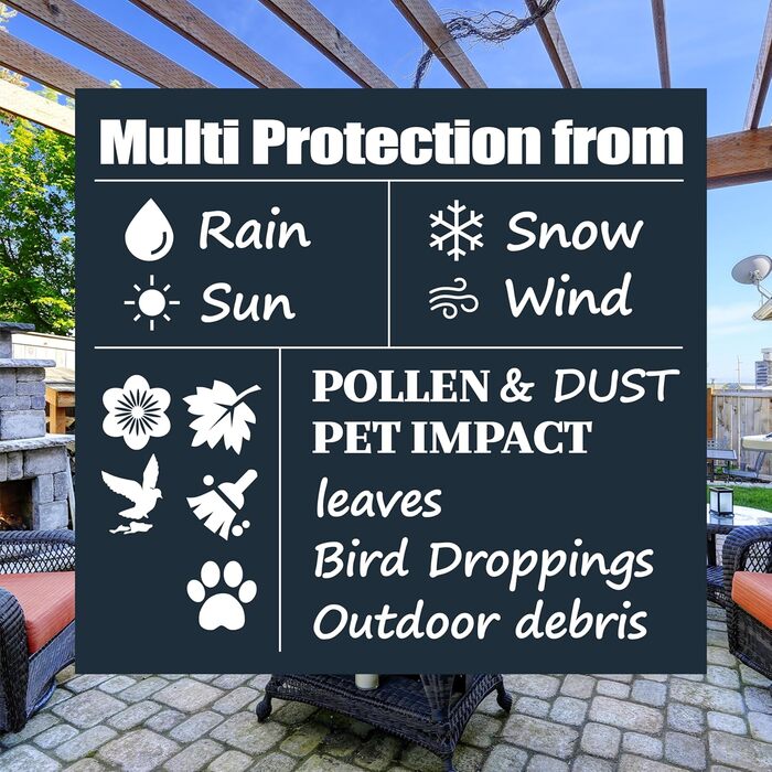 Накладка для садово-патіо меблів F&J Outdoors: водовідштовхувальна, захист від сонця, для 3-х місць, 208x99x61/89 см, бежева