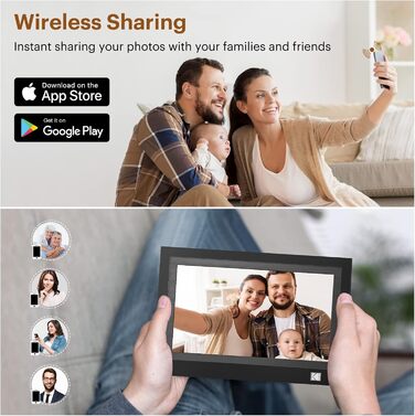 Цифровий фоторамка Kodak 10.1 дюйма з IPS-екраном, підтримкою USB/SD, відтворення фото/музики/відео, календарем та будильником, з пультом дистанційного керування (Чорний)