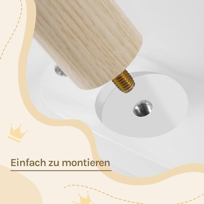 Дитячий стіл з 2 стільцями Woltu для дитячої кімнати, ігрової зони, садочка. Зручні стільці з підлокотниками. Комплект меблів з МДФ та масиву дерева, білий + світлий дуб. Квадратний стіл.