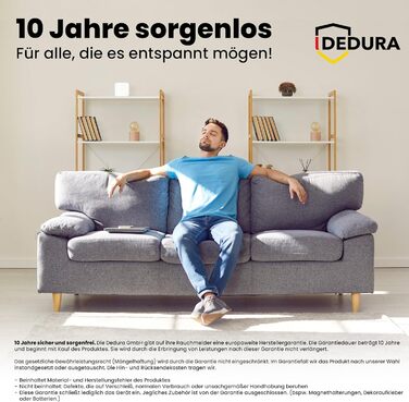 Датчик диму Rauchmelder з 10-річною гарантією, сертифікований BSI за стандартом DIN EN14604, з батарейкою 9V (набір 3 шт.)