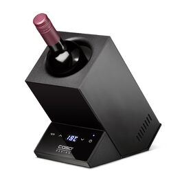 CASO WineCase One Black - Витримання вина: міні-холодильник для однієї пляшки, 5-18°C, діаметр до 9 см, сенсорне керування, чорне сталеве покриття