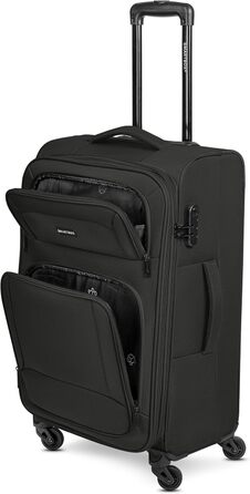 Набір валізак Smartbox (3 шт.) для жінок та чоловіків | Легкі та міцні валізи-ролери, розширювані, з кодовим замком, 4 колеса, чорний колір