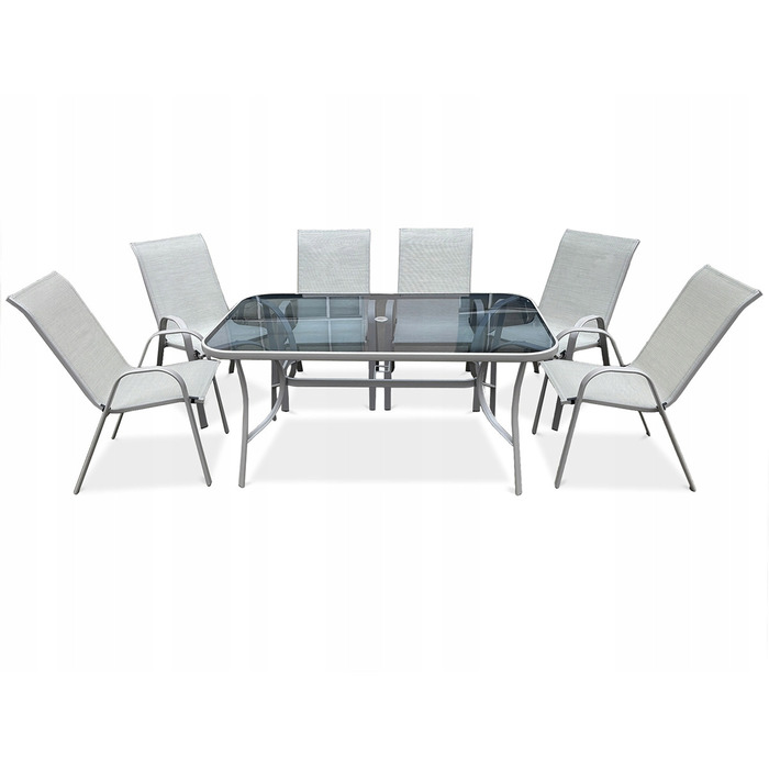 Комплект садових металевих меблів Focus Garden обідній, бежевий, 7 предметів