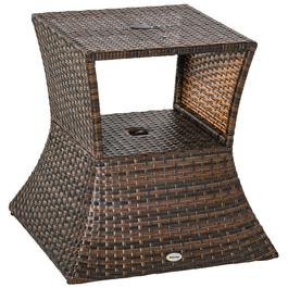 Підставка для парасольки Outsunny Garden Table Side Table 54 x 54 x 55 см виготовлена з поліротанга коричневого кольору, ідеально підходить для садових меблів і тераси