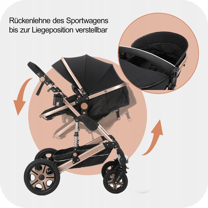 Дитячий візок 3в1: люлька, прогулянкова коляска, автокрісло-переноска