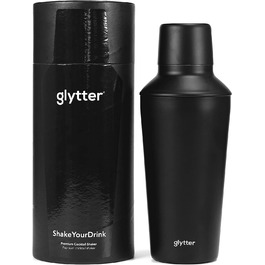Шейкер glytter преміум-класу з нержавіючої сталі матово-чорного кольору-750 мл - можна мити в посудомийній машині-Шейкер з вбудованим ситечком для змішування коктейлів