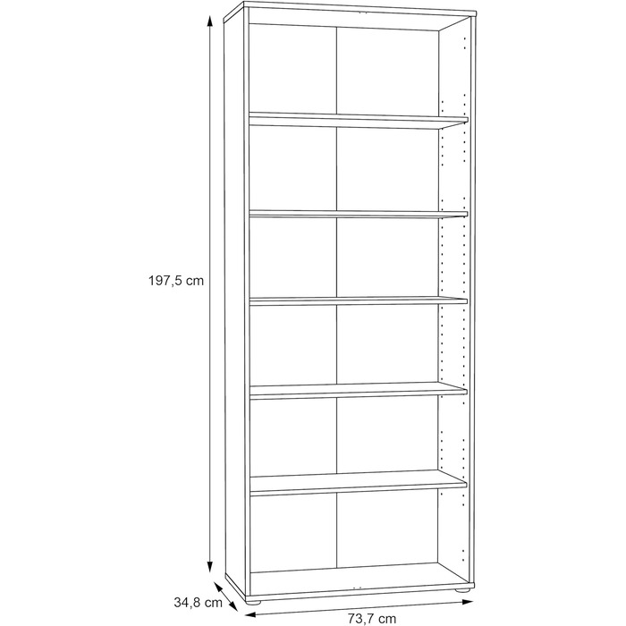 Книжкова шафа Newroom Shelf Artisan Oak Modern - 73.7x85.5x34.8 см (ШxВxГ) - Шафа з стоячою полицею - Lucius.Sixteen Офісний кабінет Вітальня (09- Полиця)