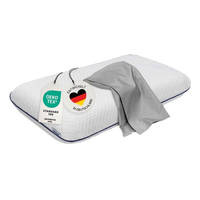 Ортопедична подушка для шиї з піною Memory Foam для тих, хто спить на боці та на спині. Подушка для підтримки шийного відділу хребта, 70x40 см (сіра)