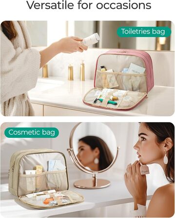 Сумка для косметики BAGSMART для жінок, велика дорожня косметичка, об'ємна косметична сумка, сумка для макіяжу та косметики з ручкою, чорна