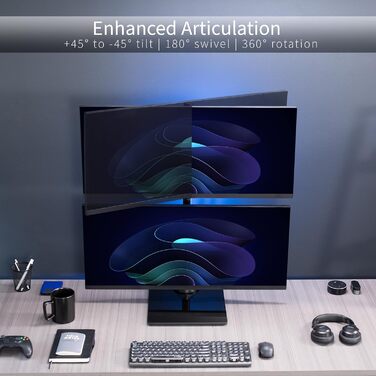 Підставка для монітора VIVO STAND-V202L на 2 екрани, вертикальна, для широких моніторів, регульована, до 49