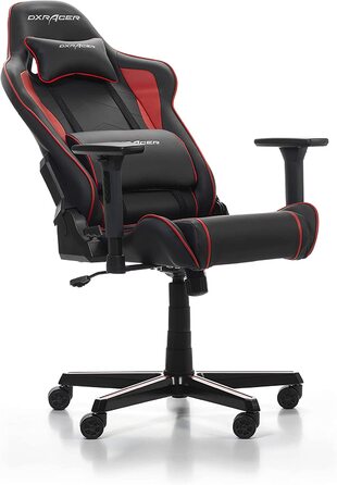 Геймерське крісло DXRacer Prince P08, шкірозамінник, чорне-червоне, для людей зростом до 185 см