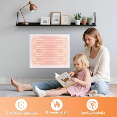 Інфрачервова настінна панель Mursche 450W з термостатом та Wi-Fi, електрична, енергозберігаюча, з пультом дистанційного керування та можливістю встановлення на стіну