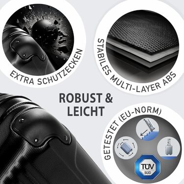 Набір дорожніх валіз FERGÉ QUÉBEC з ABS-пластику, 3 предмети (ручна поклажа, L, XL), чорний