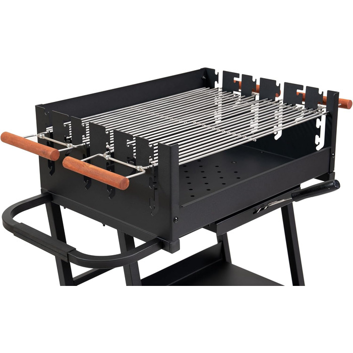 Мангал Tarrington House Brigida з чавунною решіткою, сталь, 2 регульовані решітки, на колесах, чорний