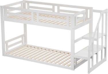Двоярусне ліжко для дітей 90x200 з сходами, біле. Ліжко-горище, ліжко-стінка, для підлітків, без матраца.