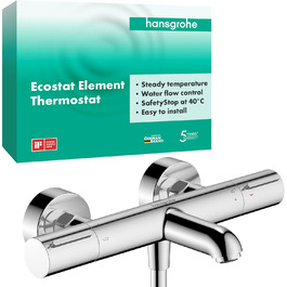 Термостат для ванни Hansgrohe Ecostat Element, накладний монтаж, з запобіжником SafetyStop (40°C), для 2 споживачів, хром, артикул 13347000