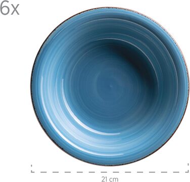 Набір вінтажного посуду 30шт на 6 персон Керамічний обідній сервіз з ручним розписом Керамограніт (синій)