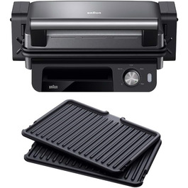 Електричний гриль Braun MultiGrill 7 CG7020: 3-в-1 (контактний гриль, BBQ, духовка), 2000W, велика площа (12 бургерів), планка & гриль, для дому, срібний