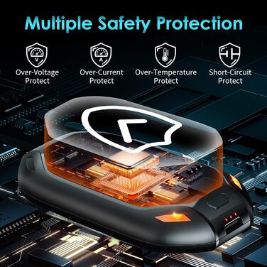 Електричний нагрівач для рук, 2 шт. Перезаряджуваний магнітний кишеньковий нагрівач, ультралегкий та тонкий з великою ємністю 6000 mAh, 3 режими нагріву для чоловіків та жінок, для активного відпочинку, гольфу, кемпінгу, чорний 1