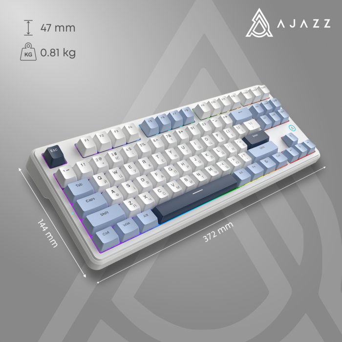 Дротова механічна клавіатура Ajazz AK870 V2 Flying Fish Switches White (AK870-V2-FF-BWB)