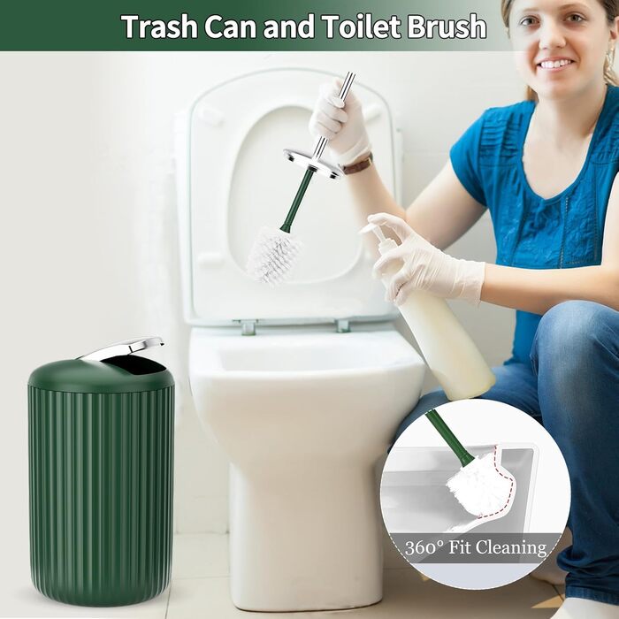 Набір аксесуарів для ванної кімнати 9 шт. Чорний та золотий: смітник, попільниця, диспенсер для мила, мильниця, тримач для зубних щіток, стакан для зубних щіток, щітка для унітазу та контейнер для ватних паличок