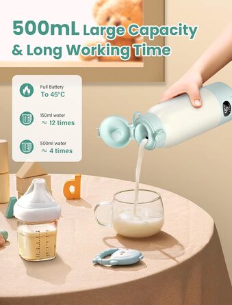 Підігрівач для пляшечок Baby, мобільний, портативний, з акумулятором 10400mAh, контроль температури, для подорожей та нічного годування