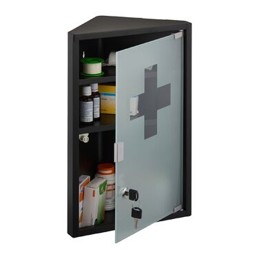 Шафка для медикаментів Relaxdays зі скляними дверцятами